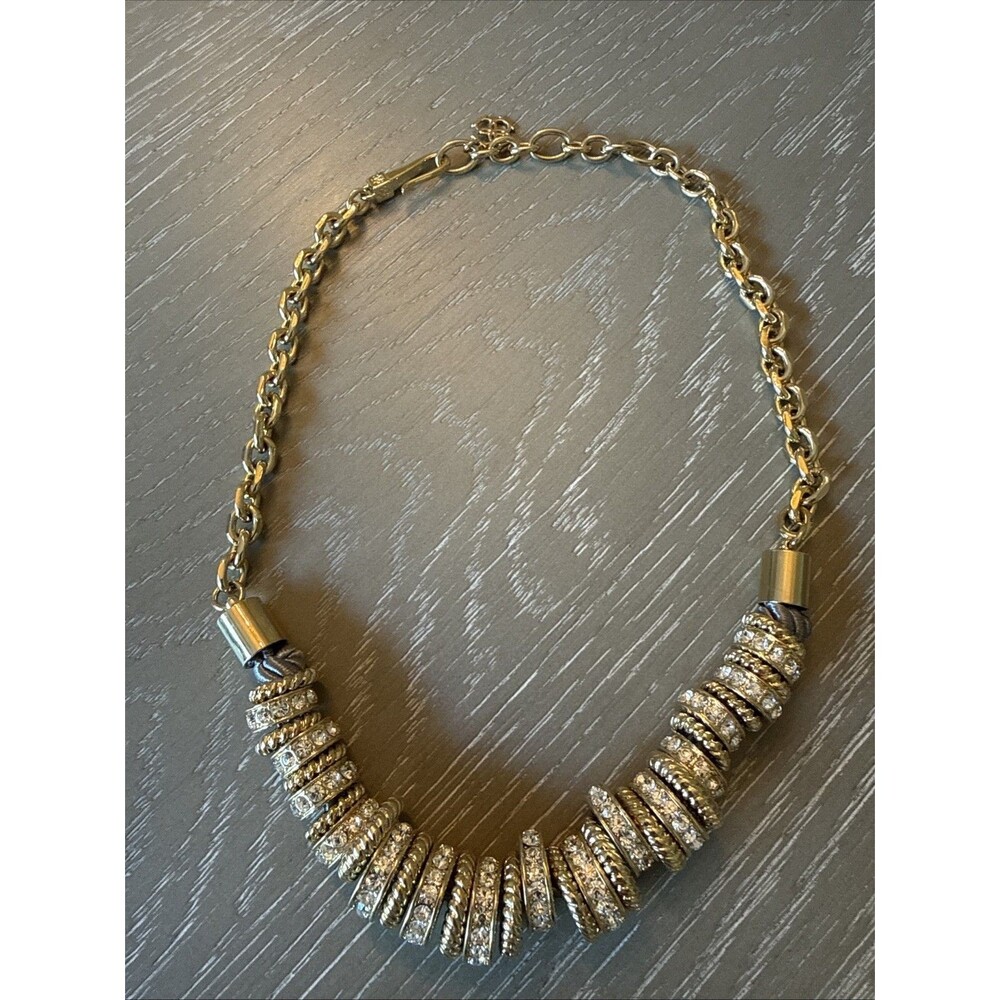 Ann TAYLOR Chunky RINGS of Rhinestone STATEMENT Necklace